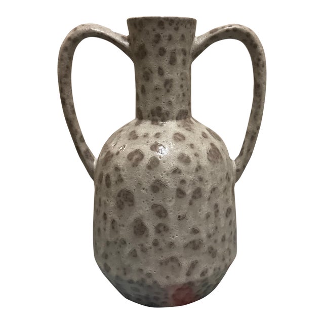 Textured Terracotta Amphora Vase – Speckled Neutral Decor For Sale