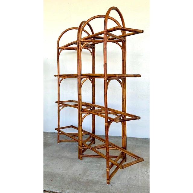 Late 20th Century Vintage Bent Rattan Arched Etagere For Sale - Image 5 of 12