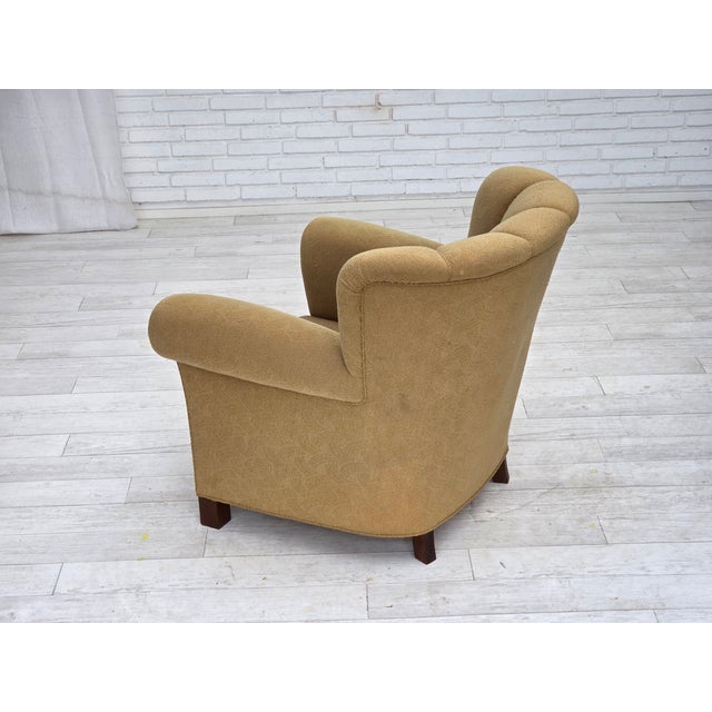 Danish Relax Chair in Light Green Furniture Wool, 1960s For Sale - Image 10 of 16