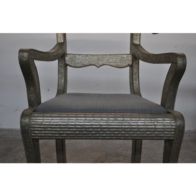 Vintage Silver Foil Armchairs, Set of 3 For Sale - Image 11 of 13