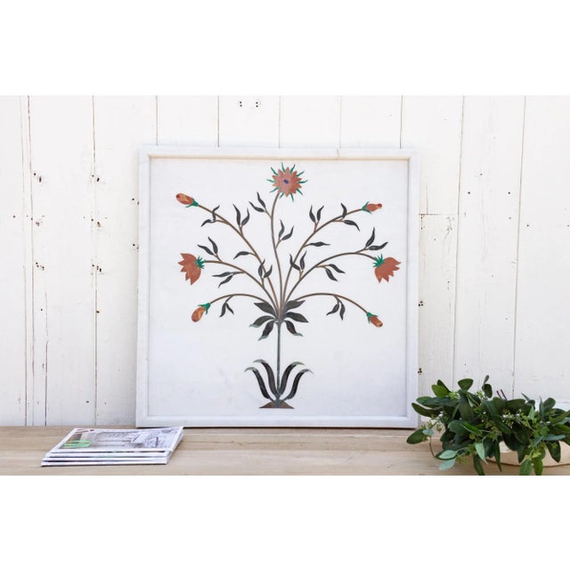 Marble Gemstone Inlay Campanula Wall Panel For Sale - Image 11 of 12