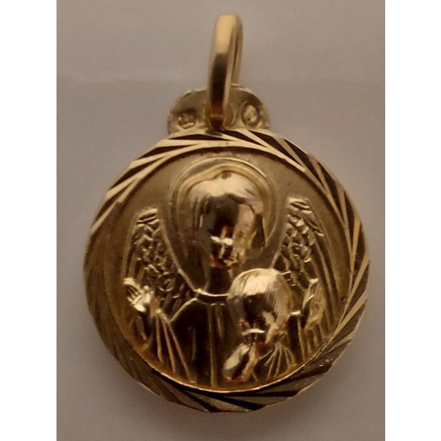 18k Gold Pendant Medal, 1950s For Sale - Image 13 of 17