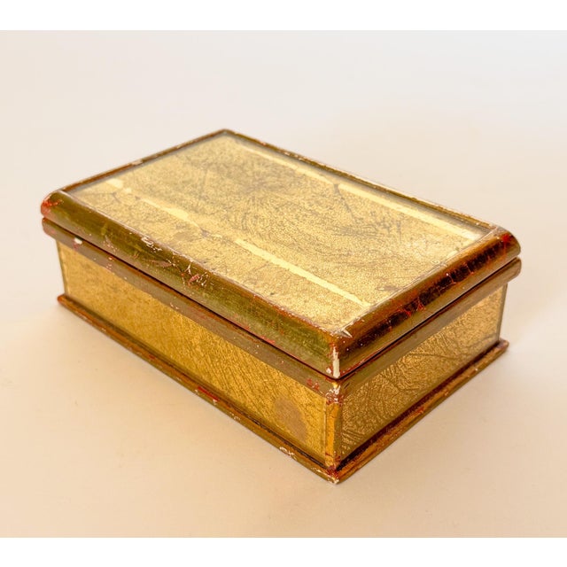 Vintage Gilt Wood and Eglomise Velvet Lined Box For Sale - Image 4 of 12