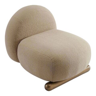 Shearling Pasha Lounge Chair With Bronze Legs For Sale