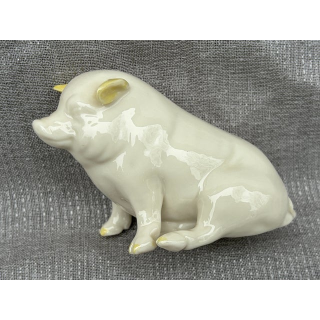 Late 20th Century Vintage Irish Belleek Porcelain Pig For Sale - Image 5 of 13