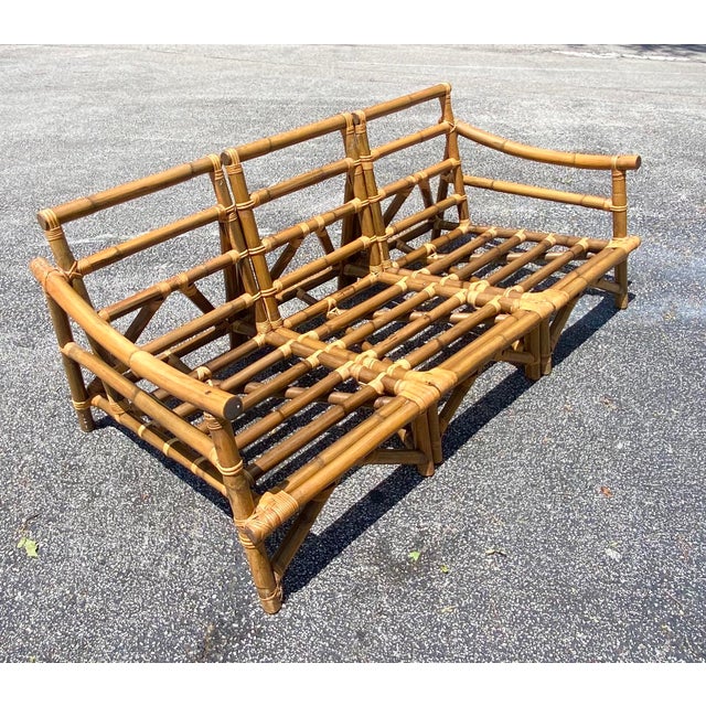 Vintage Coastal Retro MidCentury CalifAsia Bamboo Sectional Sofa