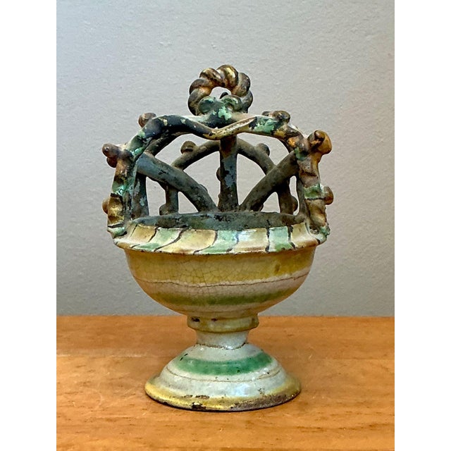 Vintage Polychrome Ceramic Crown Incensario For Sale In West Palm - Image 6 of 18