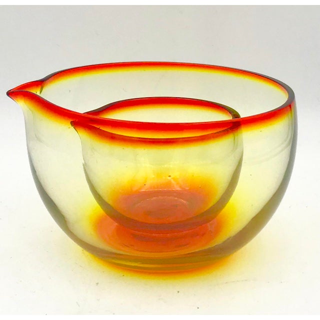 1960s 1960s Vintage Blown Glass Amberina Nesting Measuring Bowls - A Pair For Sale - Image 5 of 8