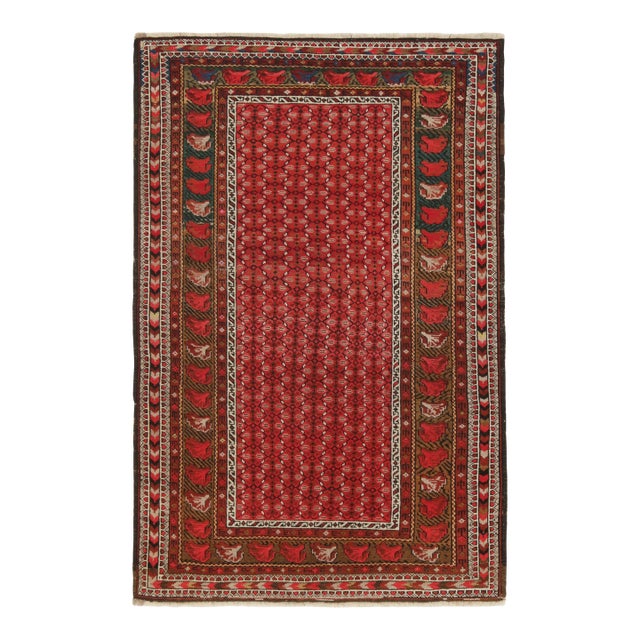 Antique Turkish Rug, Red With Geometric-Floral Patterns - Rug & Kilim For Sale