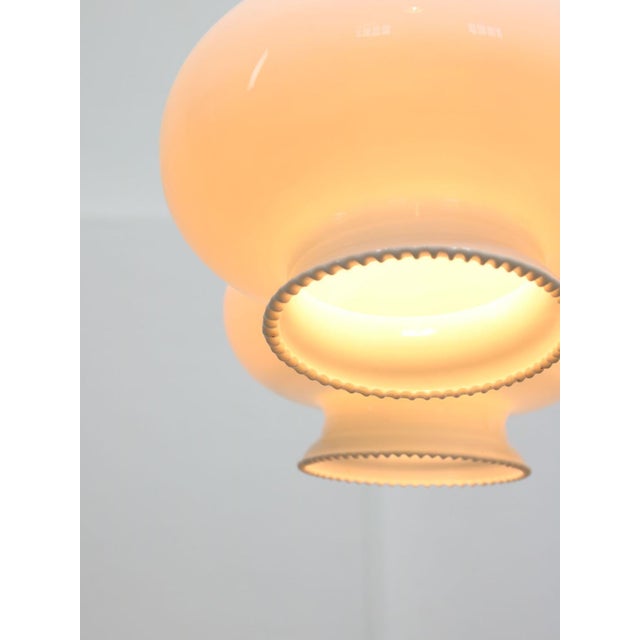 Mid-Century Italian Opaline Glass and Brass Pendant Lamp, Set of 3 For Sale - Image 5 of 18