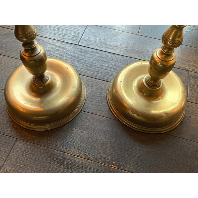 18th Century Dutch Brass Candlesticks - A Pair For Sale - Image 10 of 12