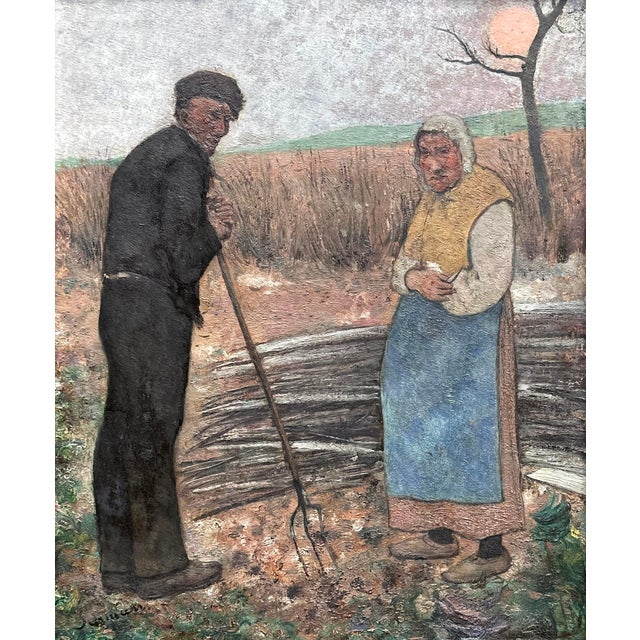 1920s Wilhelm Schmurr, Bauern auf dem Feld, Oil on Cardboard, Düsseldorf Malkasten, Rhenish Secession For Sale - Image 5 of 9