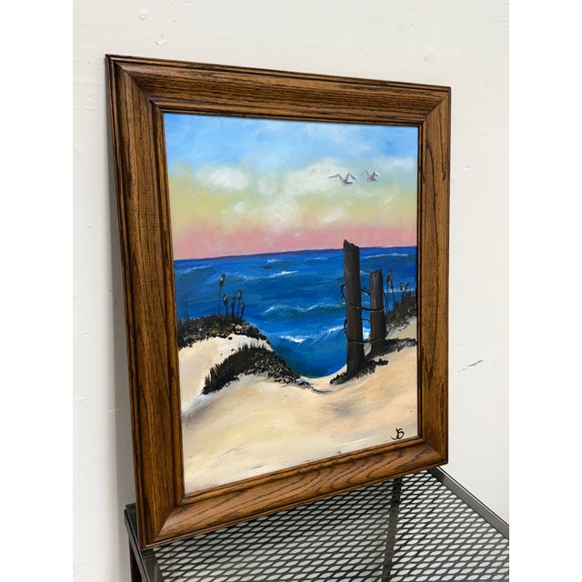 Coastal Coastal Beach Seascape Original Oil Painting, Signed For Sale - Image 3 of 12