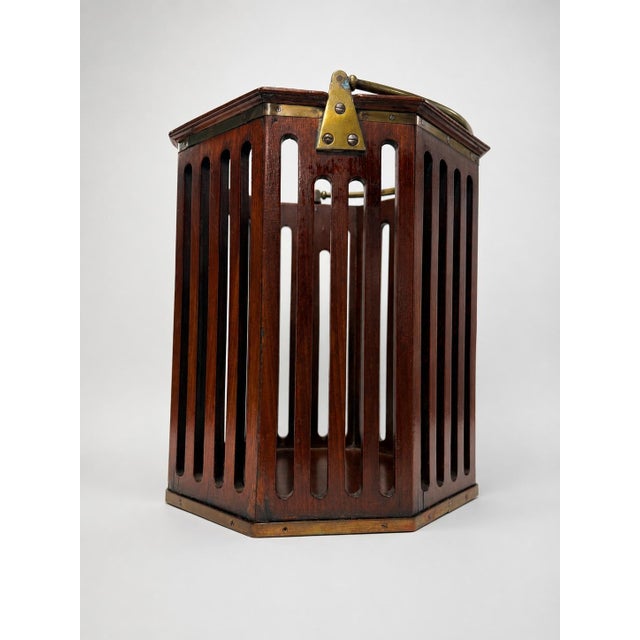 English Georgian Mahogany and Brass Slatted Plate Bucket For Sale - Image 4 of 8