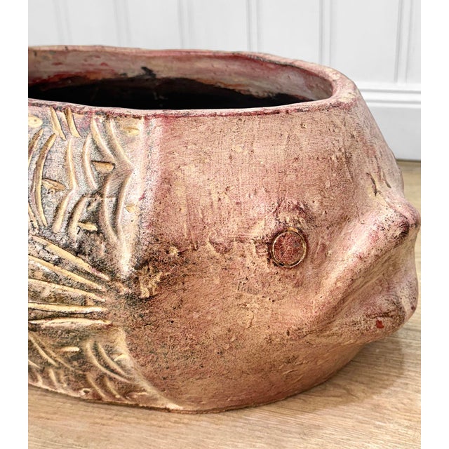 Ceramic Vintage 22" Italian Terracotta Fish Planter For Sale - Image 7 of 9