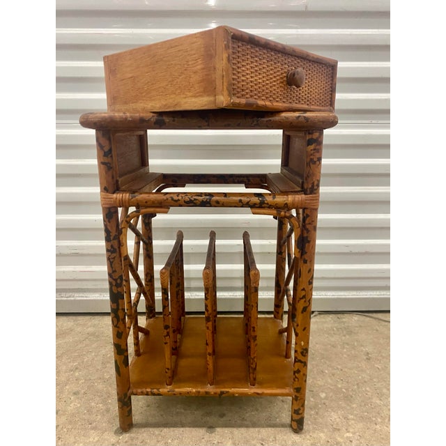 70s Faux Bamboo Cane Magazine Rack Side Table . For Sale - Image 9 of 12