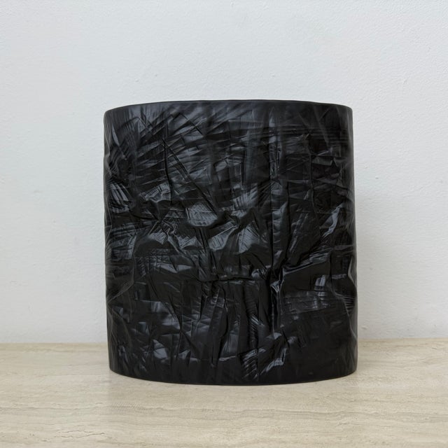 Bisque Black Porcelain Paper Relief Vase by Martin Freyer for Rosenthal, 1970s For Sale - Image 9 of 17