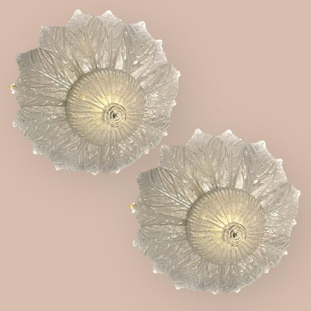 Venetian Murano Glass Flush Mounts, 1960s, Set of 2 For Sale - Image 15 of 17