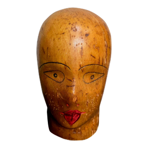 Antique Millinery Balsa Wood Hat Store Display Head