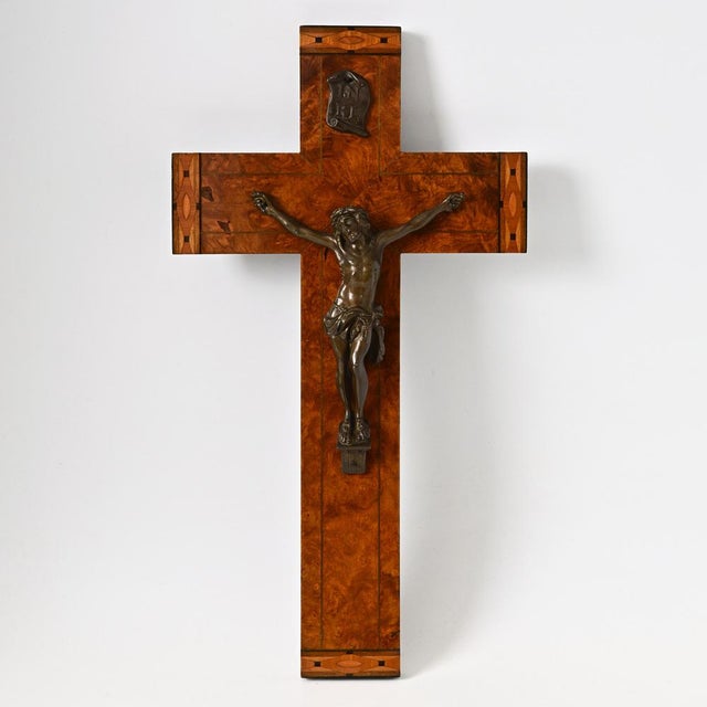 Antique French Burlwood Crucifix, 1900s For Sale - Image 12 of 12