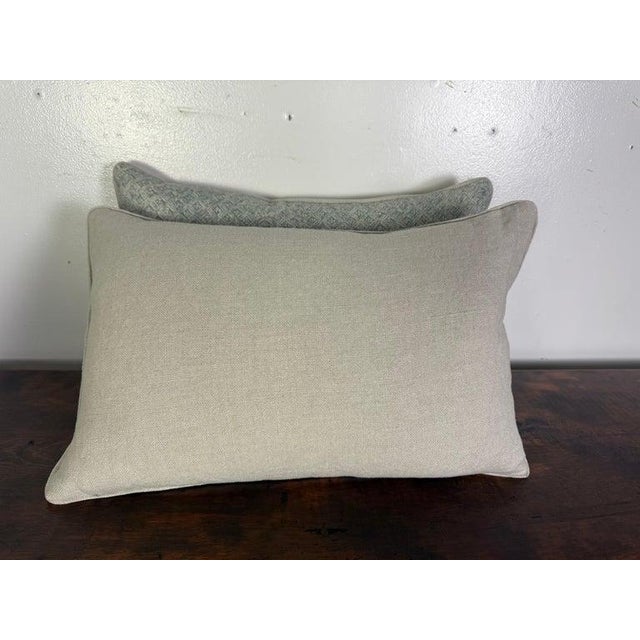 Melissa Levinson Pair of Contemporary Printed Linen Pillows With Belgian Linen Backs For Sale - Image 4 of 6