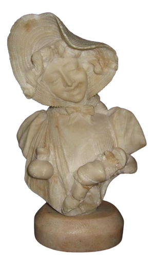Early 20th Century Marble Bust of a Young Girl Sculpture