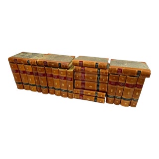 22 Norwegian Playwright Henrik Ibsen Books Published 1930 Leather Spine and Marble Cover Books For Sale