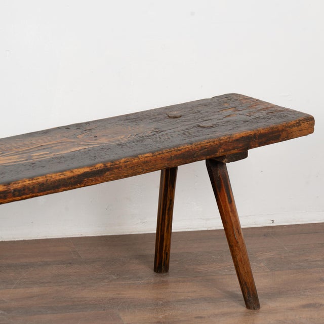 Brown 19th Century Rustic Plank Bench With Splay Peg Legs For Sale - Image 8 of 9