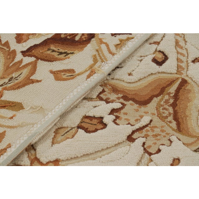 Textile Rug & Kilim’s Tudor Style Rug in White & Cream With Beige-Brown Floral Patterns For Sale - Image 7 of 7
