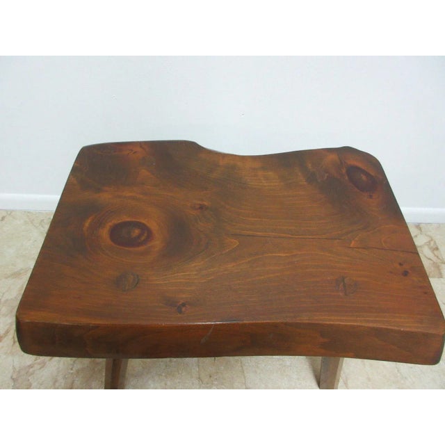 Mid Century Adirondack Free Form Slab Wood End Table For Sale - Image 4 of 8