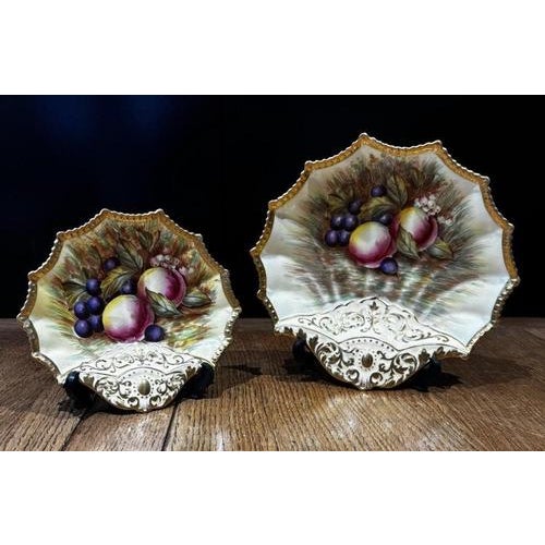Metal Gold Orchard Fruit Serving Dishes by D. Jones for Aynsley, Set of 2 For Sale - Image 7 of 7