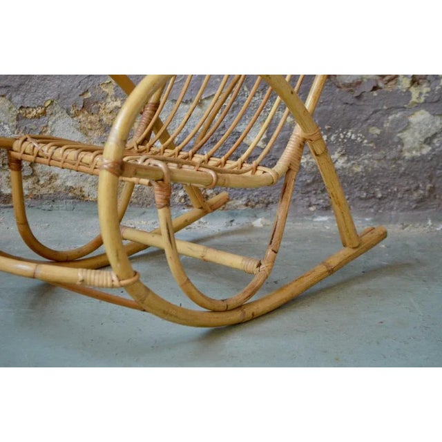 Rocking Chair in Rattan For Sale - Image 4 of 10