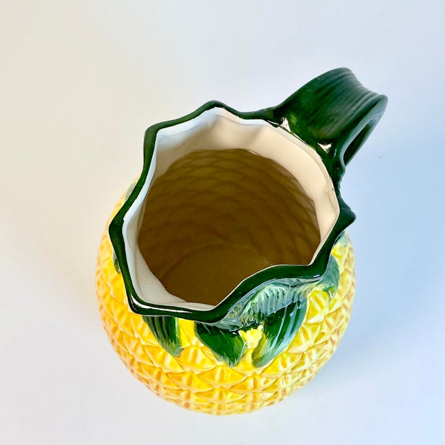 1980s Vintage Boho Chic Coastal Trompe L’Oeil Pineapple Pitcher For Sale - Image 11 of 11
