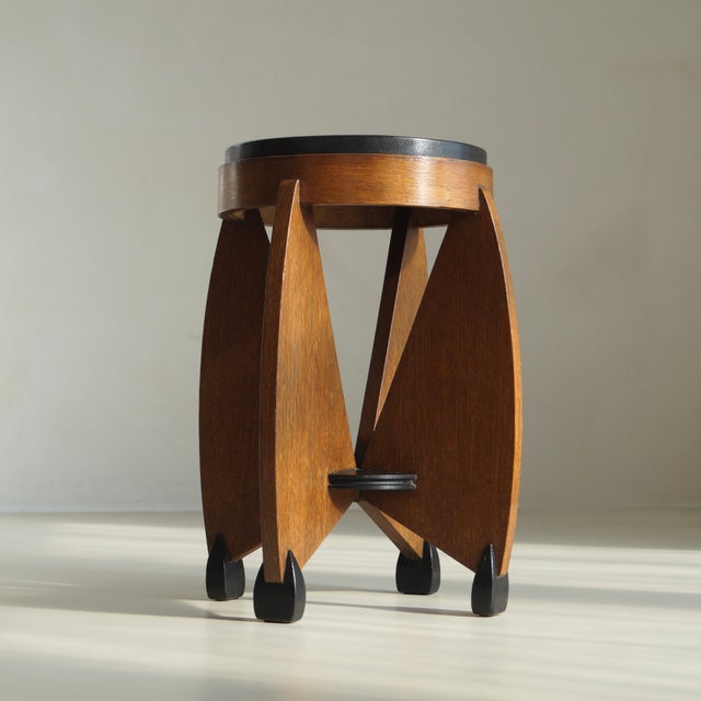 Dutch Art Deco Curvy Amsterdam School Accent Table by J.J. Zijfers, 1920s For Sale - Image 11 of 18