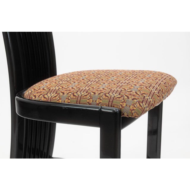 Black Set of 8 Liberty Postmodern Black Lacquered High Dining Chairs With Knoll Fabric For Sale - Image 8 of 10