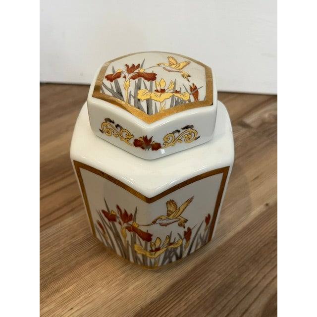 Vintage Japanese Porcelain Hexagonal Ginger Jar For Sale - Image 11 of 11
