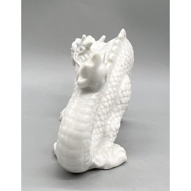 1960s Blanc De Chine Style White Porcelain Dragon Figurine — Chinoiserie / Hollywood Regency For Sale - Image 9 of 12