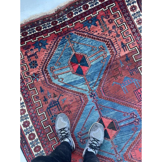 Mid 20th Century Vintage Village Life Woven Throughout Shiraz Rug 4.6 x 6.9 For Sale - Image 5 of 14
