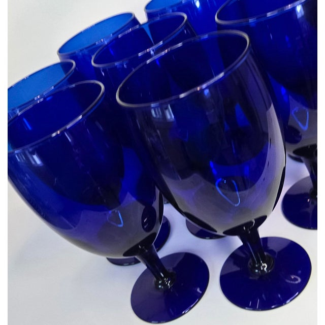 Vintage 90s Cobalt Goblets- Set of 8 For Sale - Image 4 of 10