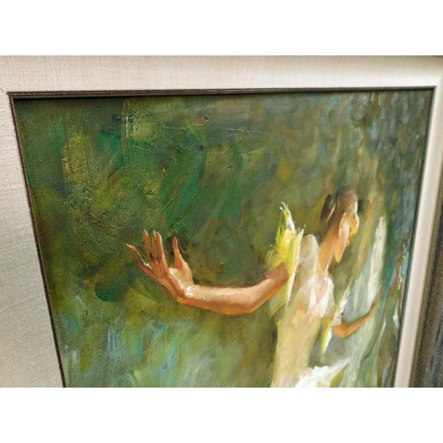 Green Zhiwei Tu "Untitled" Ballerina Original Oil on Canvas With Custom Framed W/Book For Sale - Image 8 of 18