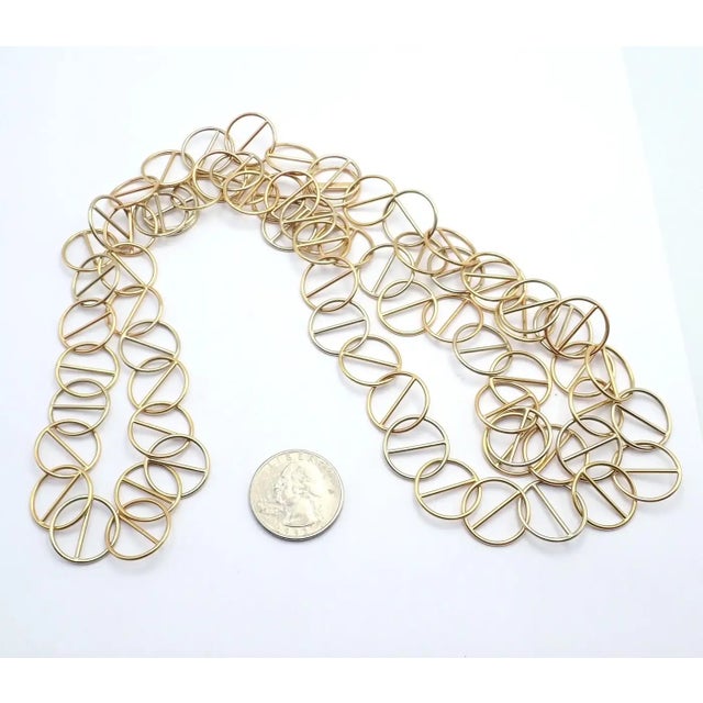Gold 1990s Hermes Caleche Extra Long or Layered Circle Link Yellow Gold Chain Necklace For Sale - Image 8 of 11