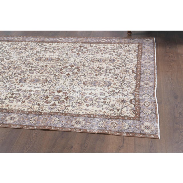 Beige Vintage Turkish Hand-Knotted Wool Cotton Beige Area Rug For Sale - Image 8 of 10
