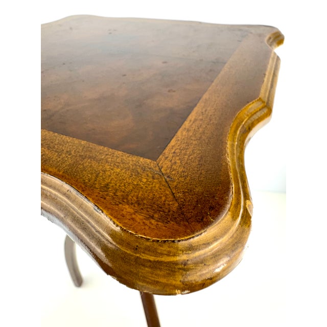 Vintage r.a. Importing Co. Burl Wood Tripod Drinks Table For Sale - Image 11 of 13