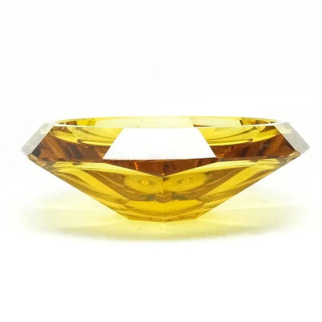 Yellow Art Deco Crystal Stand from Moser, Former Czechoslovakia, 1930s For Sale - Image 8 of 9
