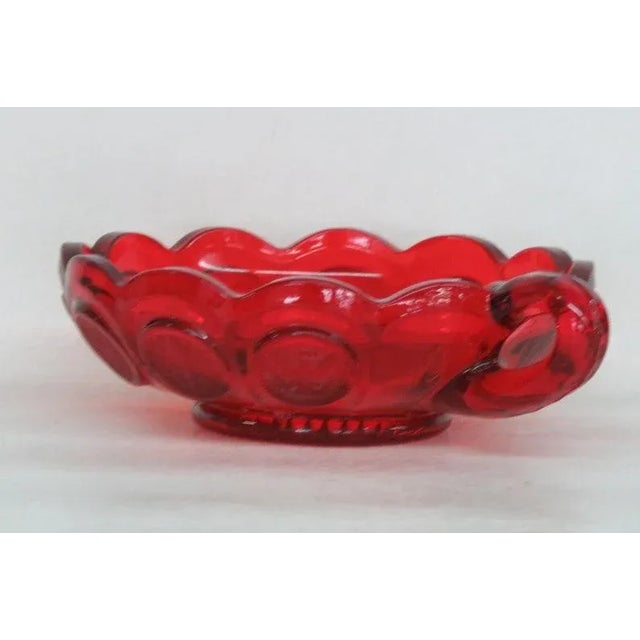 Fostoria Coin Glass Ruby Red Vintage Candy Nut Dish with Handle For Sale In Miami - Image 6 of 11