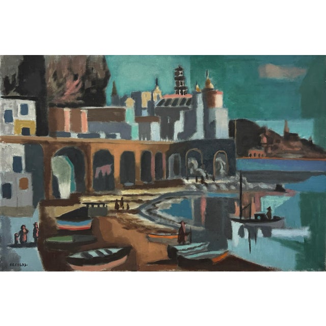 Frederick Childs - Modernist Salerno Seascape, Signed (Ca. 1955, Oil on Canvas)/Fernand Léger For Sale In Philadelphia - Image 6 of 6