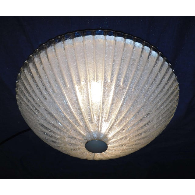 Glass 1960s Italian Clear Graniglia Murano Glass Flush Mount For Sale - Image 7 of 8