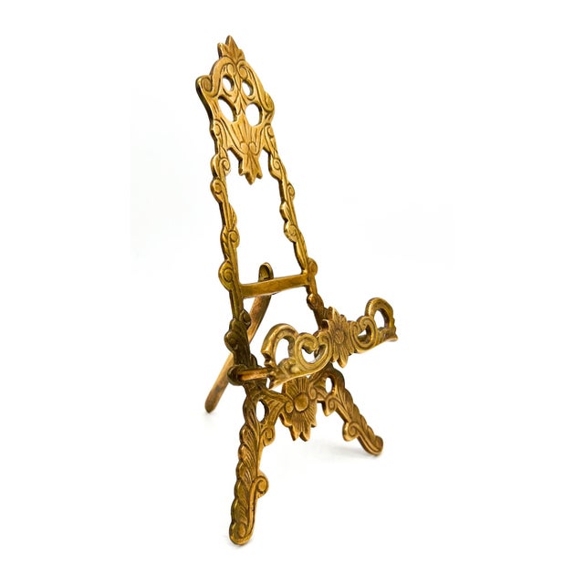 Rococo Vintage Ornate Floral Brass Display Easel — Rococo Revival / Hollywood Regency / Traditional For Sale - Image 3 of 9