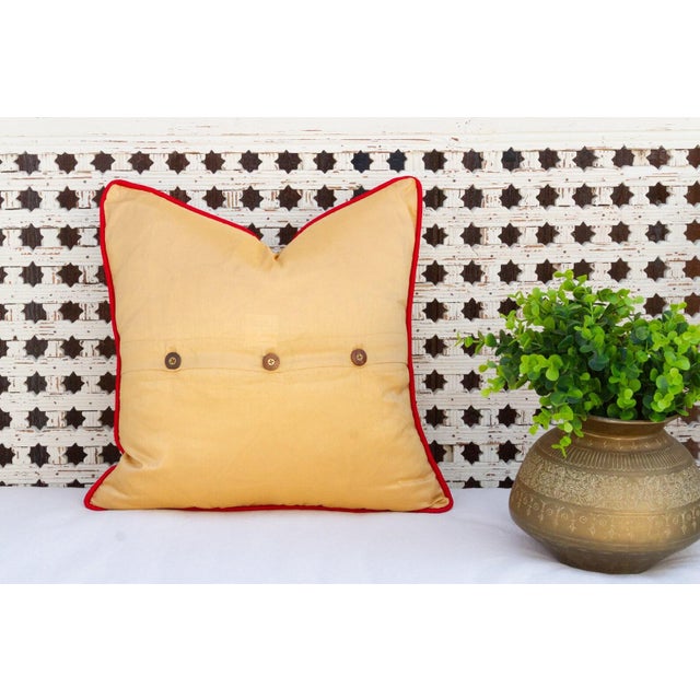 Gold Peacock Sage Silk Blend Pillow Cover For Sale - Image 4 of 5
