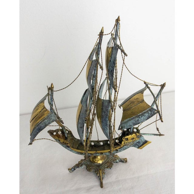 Portuguese Brass Frigate Model Boat, 1960 For Sale - Image 6 of 13
